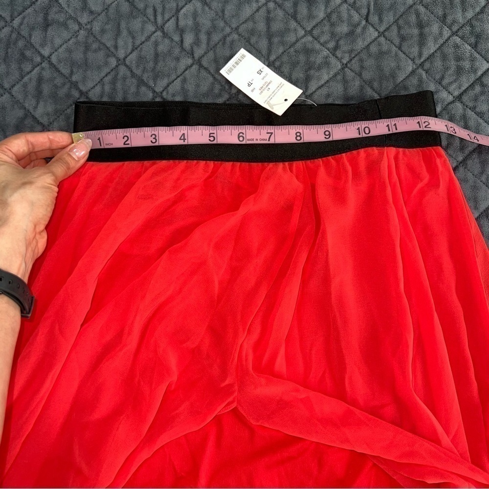 Bebe Maxi Skirt Women’s XS Dress Red Plated Side Slits Pleated Lined Mini B27 - Picture 8 of 10